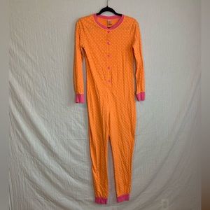 No Boundaries Y2K Pink Orange Polka Dot Pj Onesie Womens Size Medium